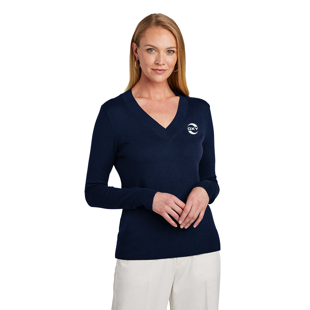 Brooks Brothers Cotton Stretch V-Neck Women's Sweater